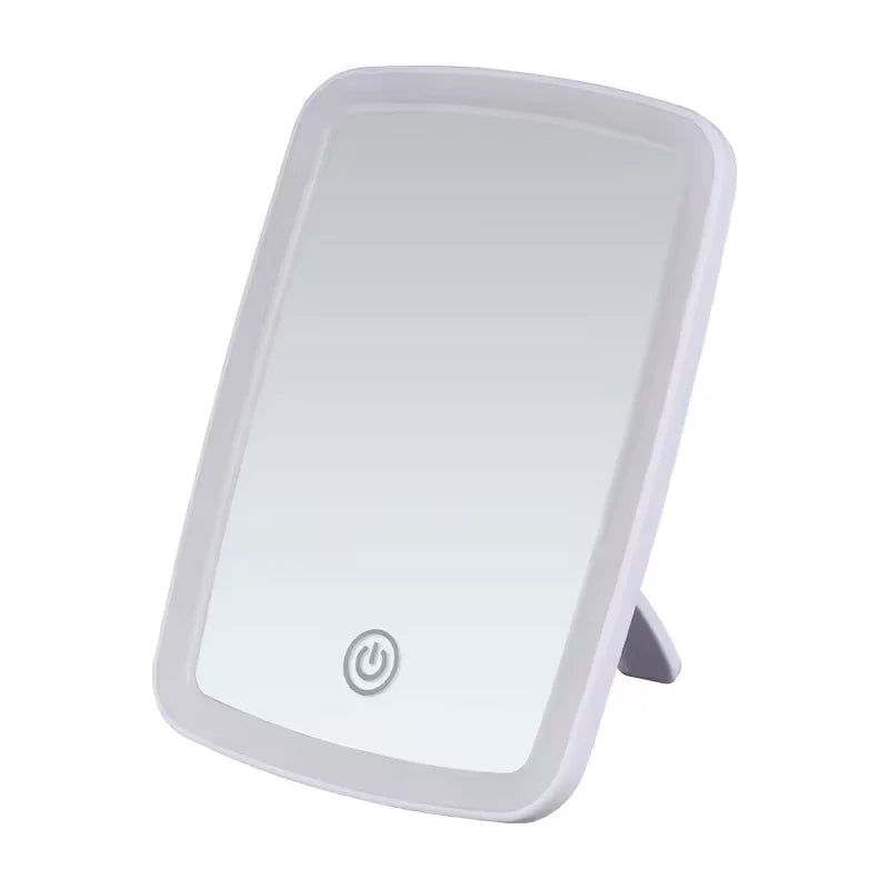 Premium LED Makeup Mirror with Foldable Desktop Stand – Travel-Friendly Square Cosmetic Mirror