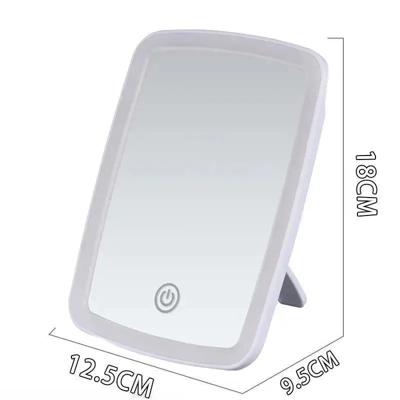 Premium LED Makeup Mirror with Foldable Desktop Stand – Travel-Friendly Square Cosmetic Mirror