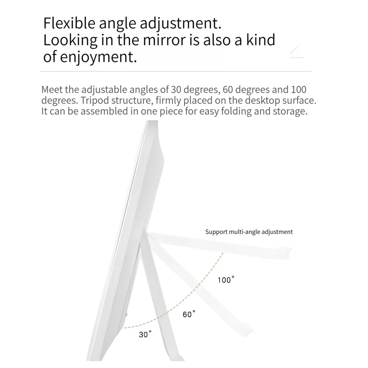 Premium LED Makeup Mirror with Foldable Desktop Stand – Travel-Friendly Square Cosmetic Mirror
